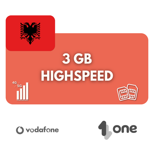 3 gigabytes of data volume Albania (30 days)