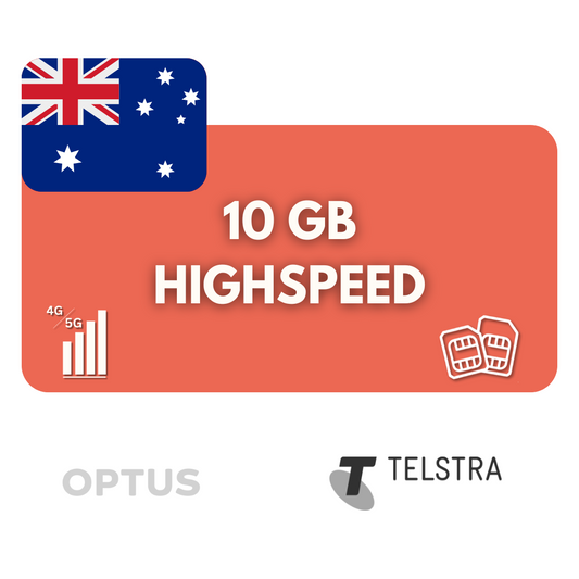 10 gigabyte datavolume Australië (30 dagen)