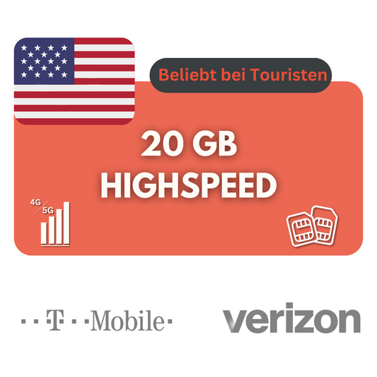 20 Gigabyte Datenvolumen USA (90 Tage)