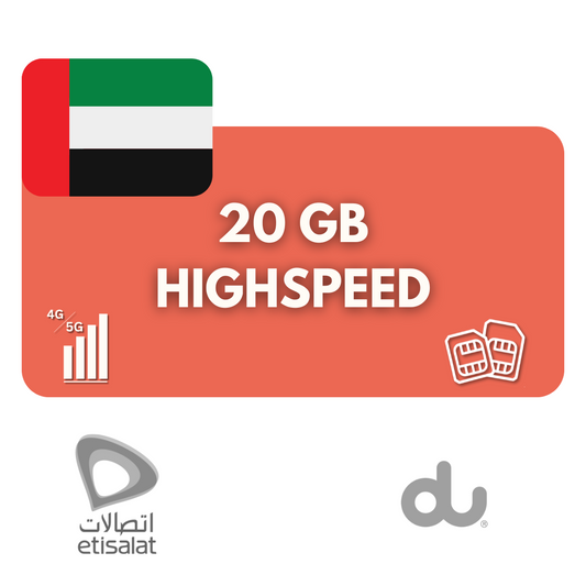 20 Gigabyte Datenvolumen Dubai (30 Tage)