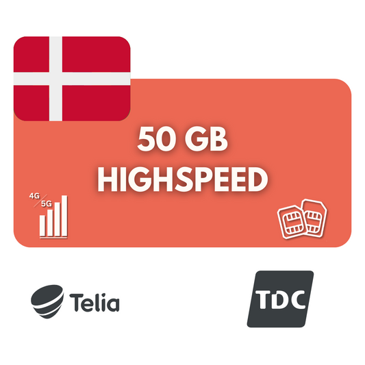 50 gigabytes of data volume Denmark (180 days)