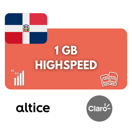 1 gigabyte datavolume Dom Republik (7 dagen)