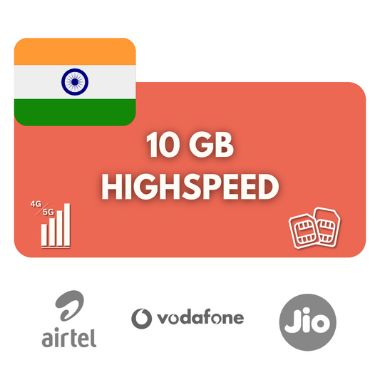 10 Gigabyte Datenvolumen Indien (30 Tage)