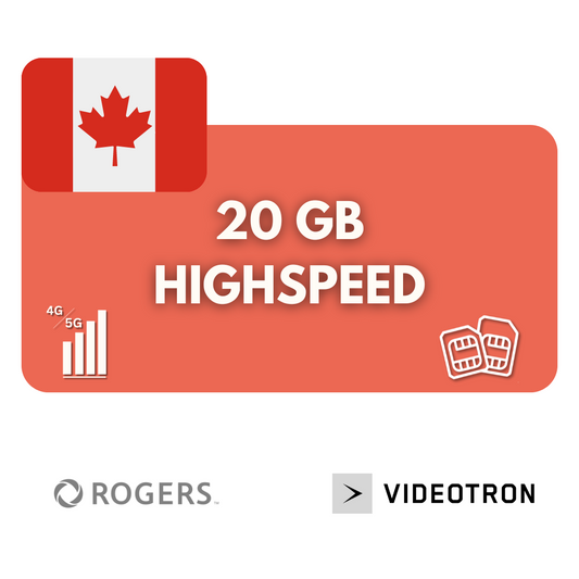 20 gigabyte datavolume Canada (30 dagen)