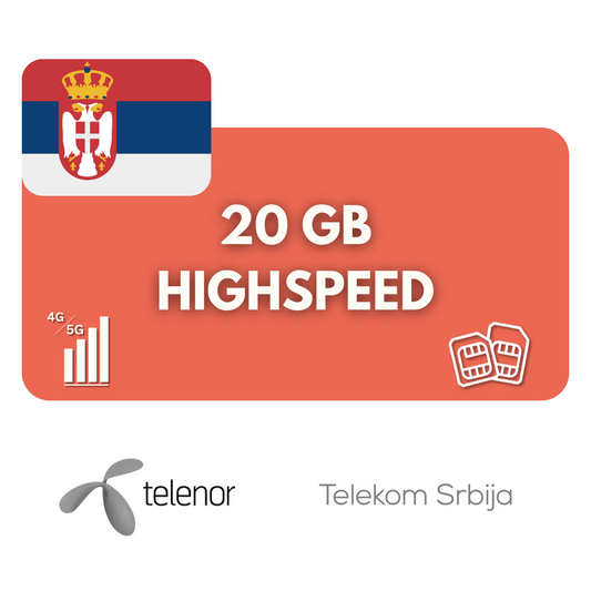 20 gigabytes of data volume Serbia (30 days)