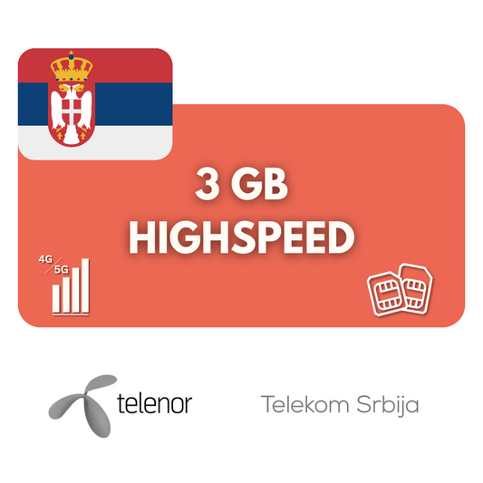 3 gigabyte datavolume Servië (15 dagen)