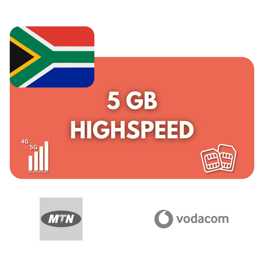 5 gigabyte datavolume Zuid-Afrika (30 dagen)